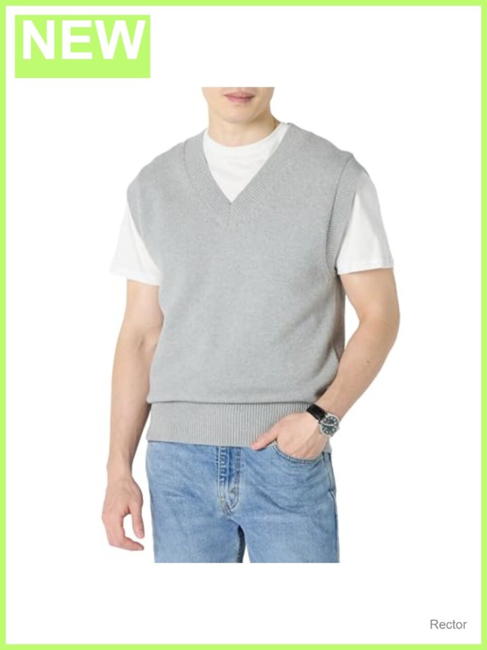 Men's Relaxed Fit V-Neck Cotton Sweater Vest Pullover Sleeveless Knit